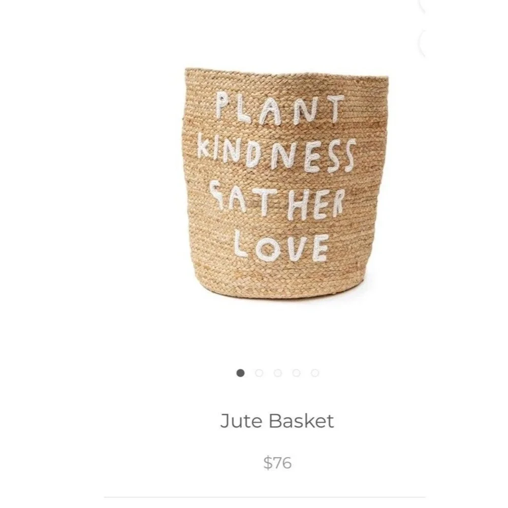 Sugarboo & Co Jute Basket Plant Kindness Gather Love MSRP $76